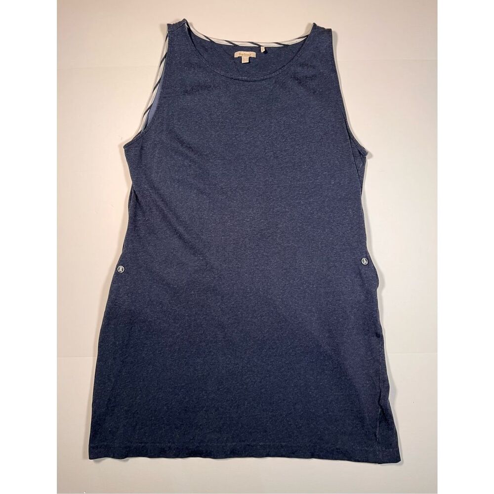 Barbour Dolostone Dress Navy Blue Sleeveless Pocket Dress Women US 14 UK 18 EUC - Picture 6 of 15